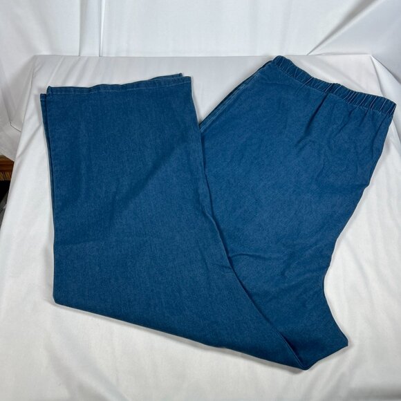 Denim 24/7 Size 34 W Plus Size Wide Leg Jeans Pull On Blue Jeans Flare Leg #1 - Picture 8 of 8